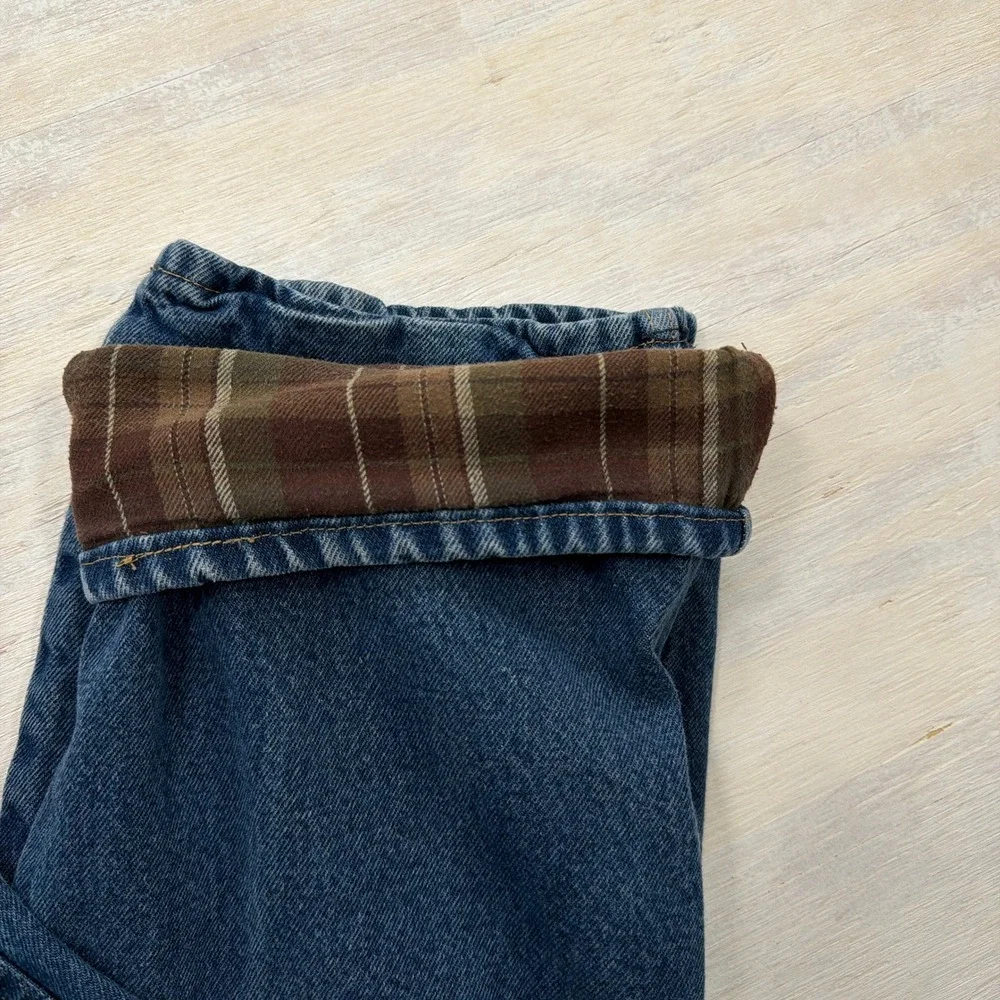 Cabela's Jeans Flannel Lined Plaid Outdoor Gear Blue Denim Mens 40x32